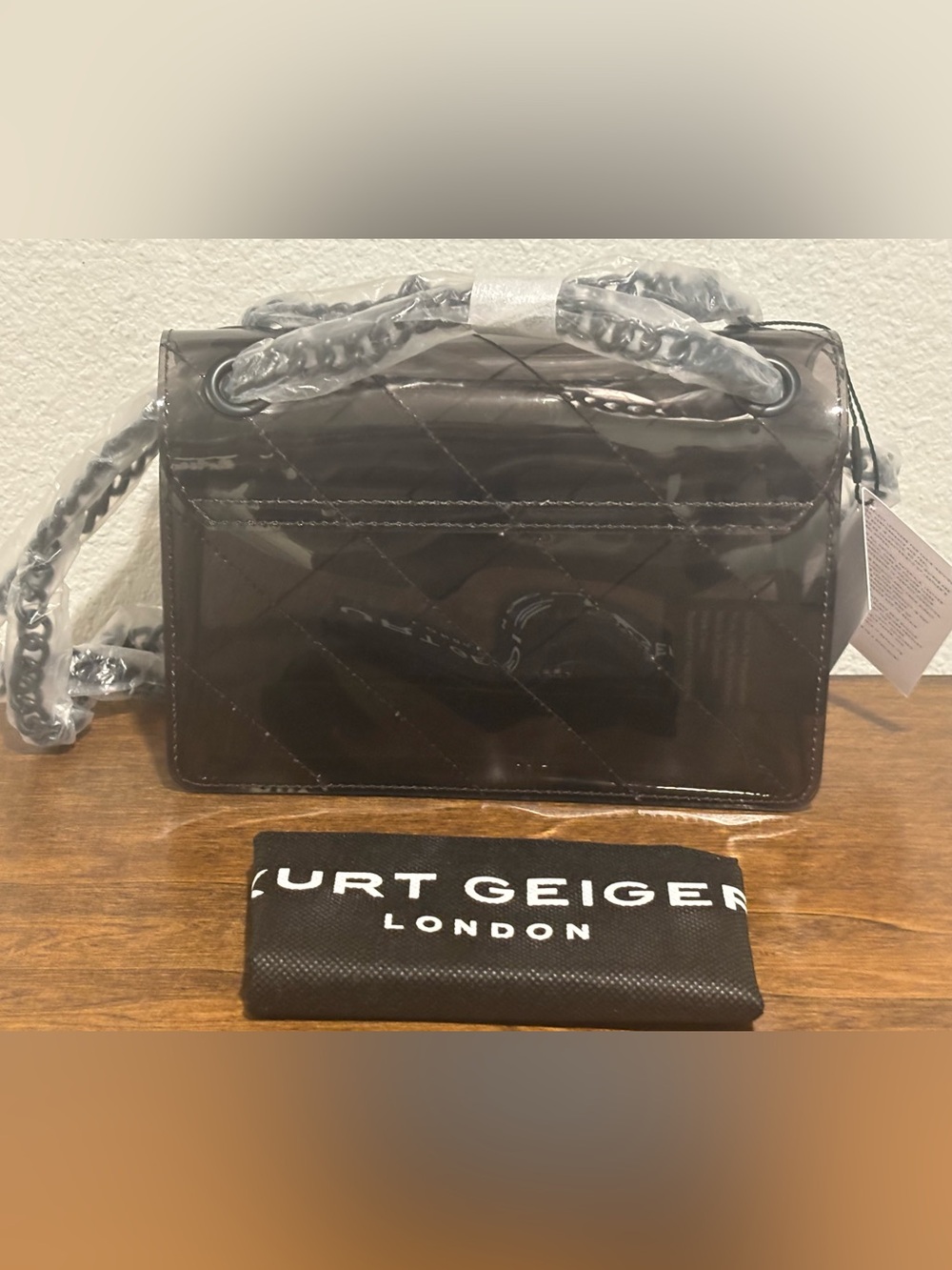 Kurt Geiger Black Jelly/Clear Crossbody with Chain Strap - Picture 3 of 11